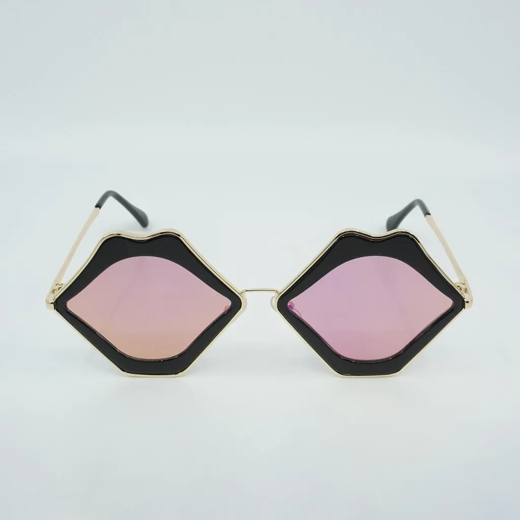 Bee-Stung Lips Frame Metal Vintage Sunglasses