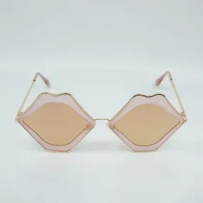 Bee-Stung Lips Frame Metal Vintage Sunglasses