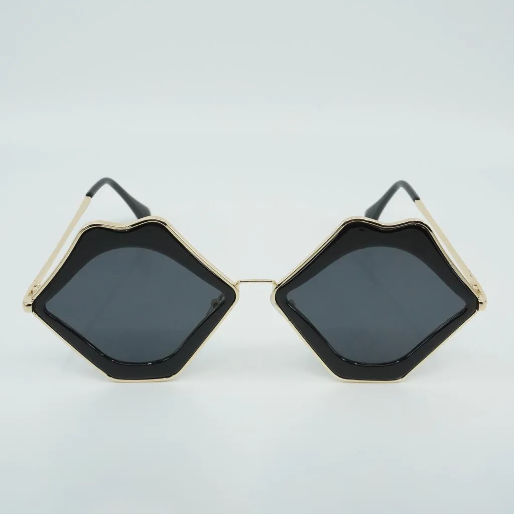 Bee-Stung Lips Frame Metal Vintage Sunglasses