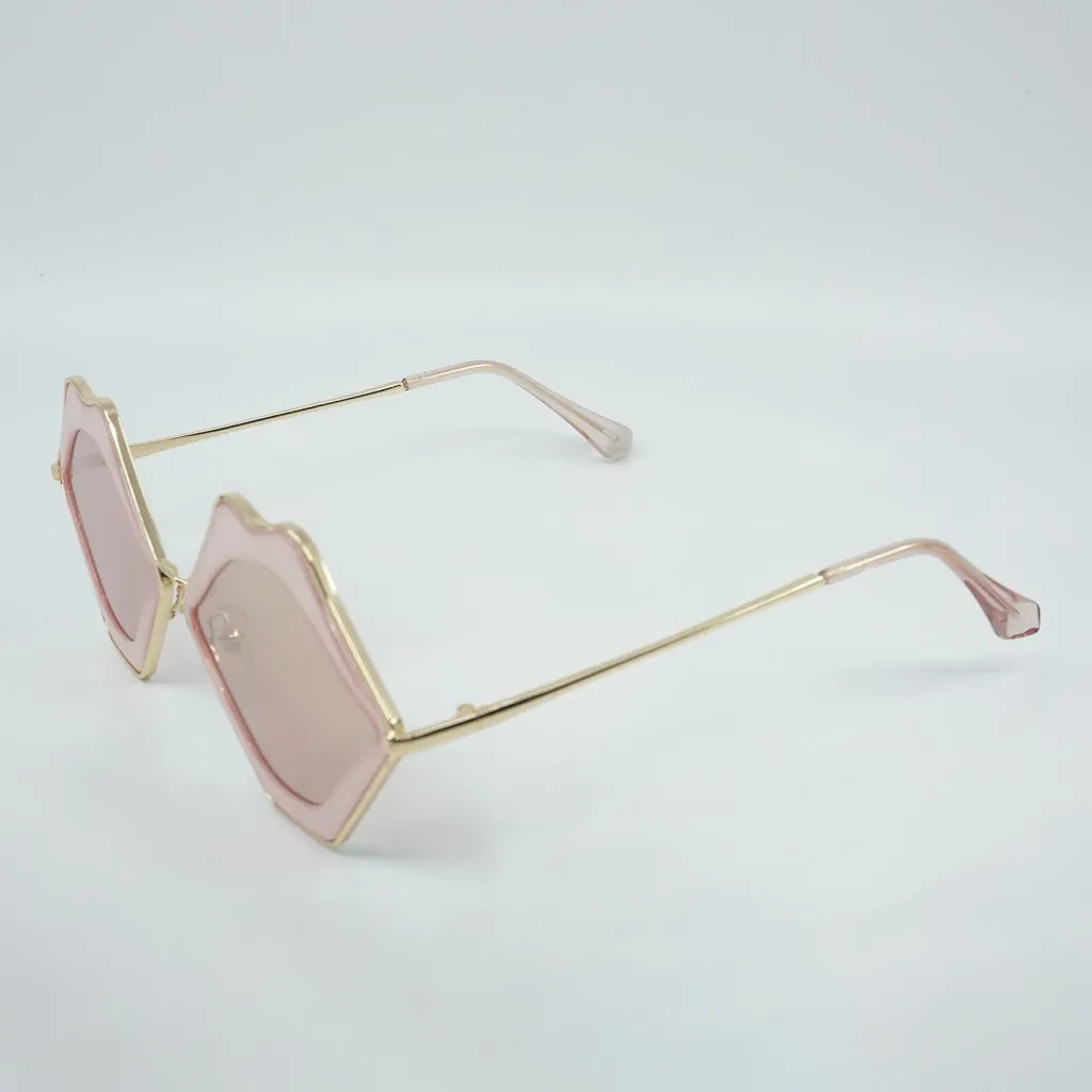 Bee-Stung Lips Frame Metal Vintage Sunglasses
