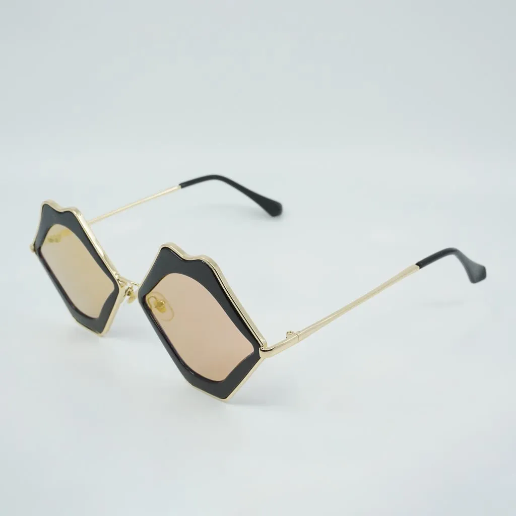 Bee-Stung Lips Frame Metal Vintage Sunglasses