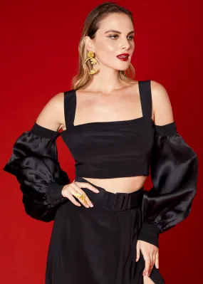 Black Balloon Crop Top