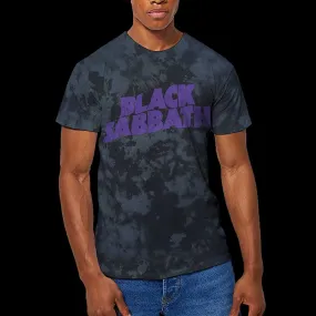 Black Sabbath "Wavy Logo" Dark Blue Dip Dye T shirt