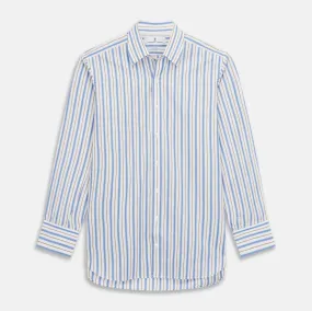 Blue Multi Stripe Regular Fit Shirt with T&A Collar and 3 Button Cuffs
