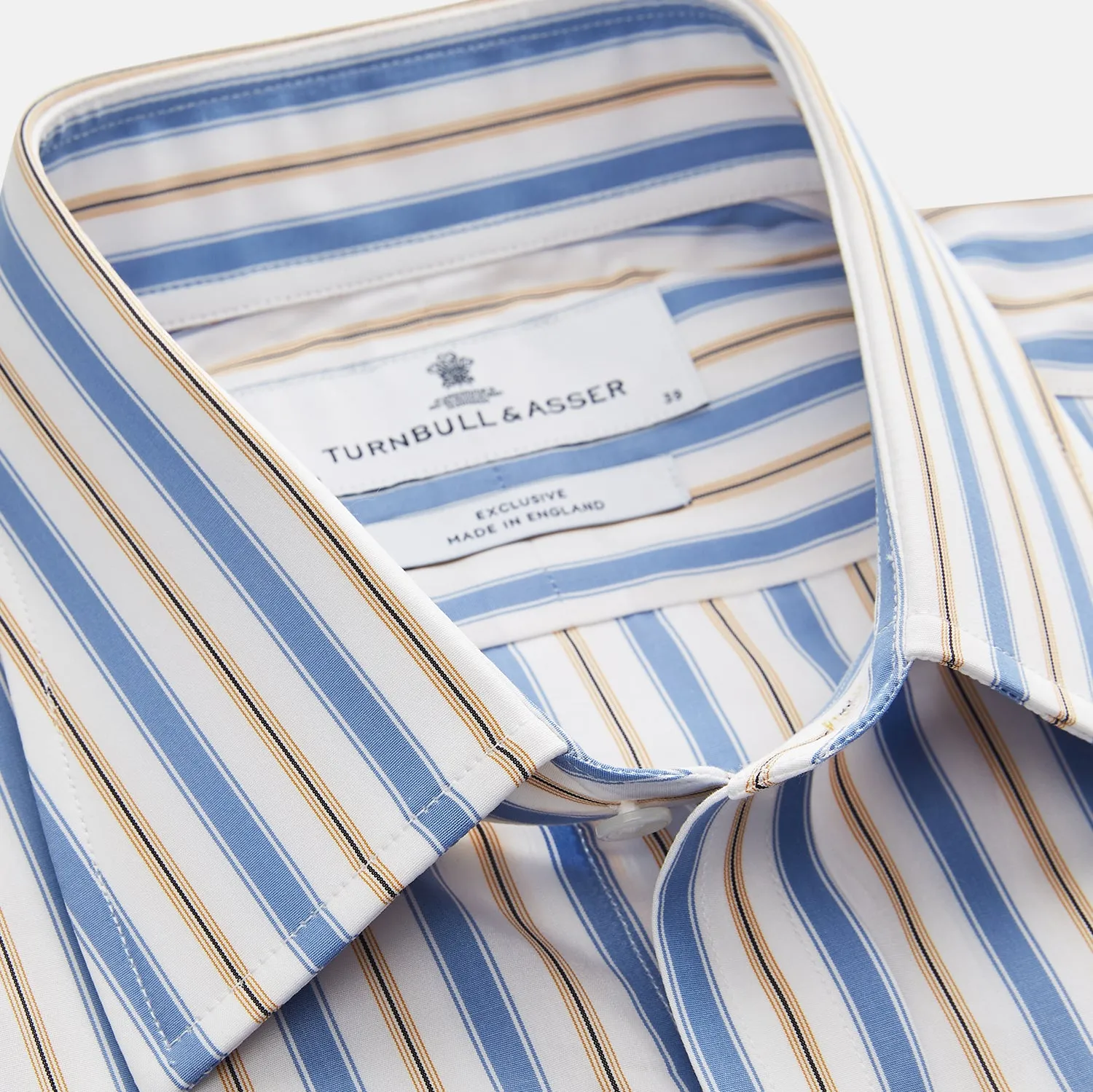 Blue Multi Stripe Regular Fit Shirt with T&A Collar and 3 Button Cuffs