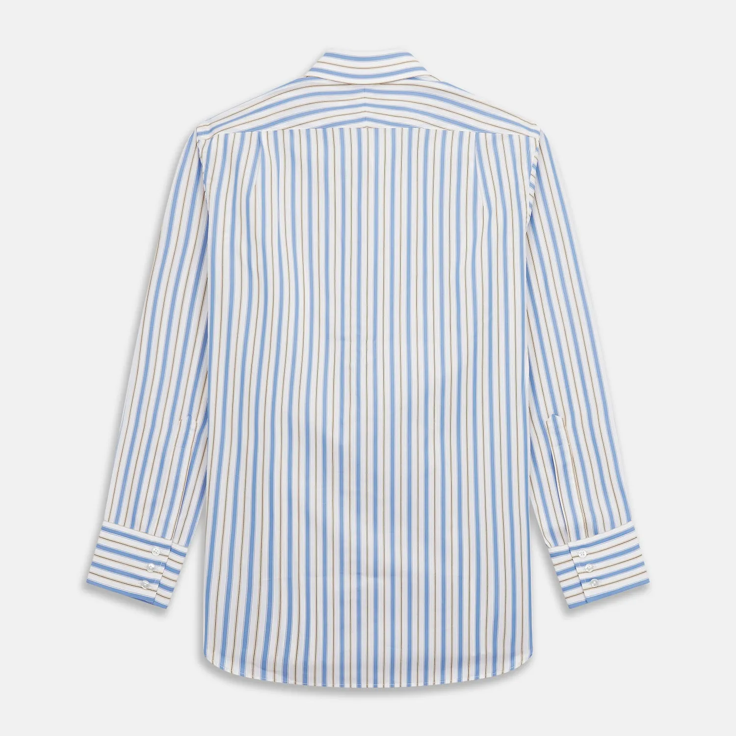 Blue Multi Stripe Regular Fit Shirt with T&A Collar and 3 Button Cuffs