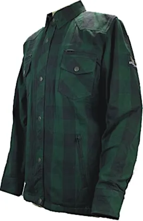 Bores Lumberjack Premium Long Sleeve Motorcycle Shirt, Dark Green/Black