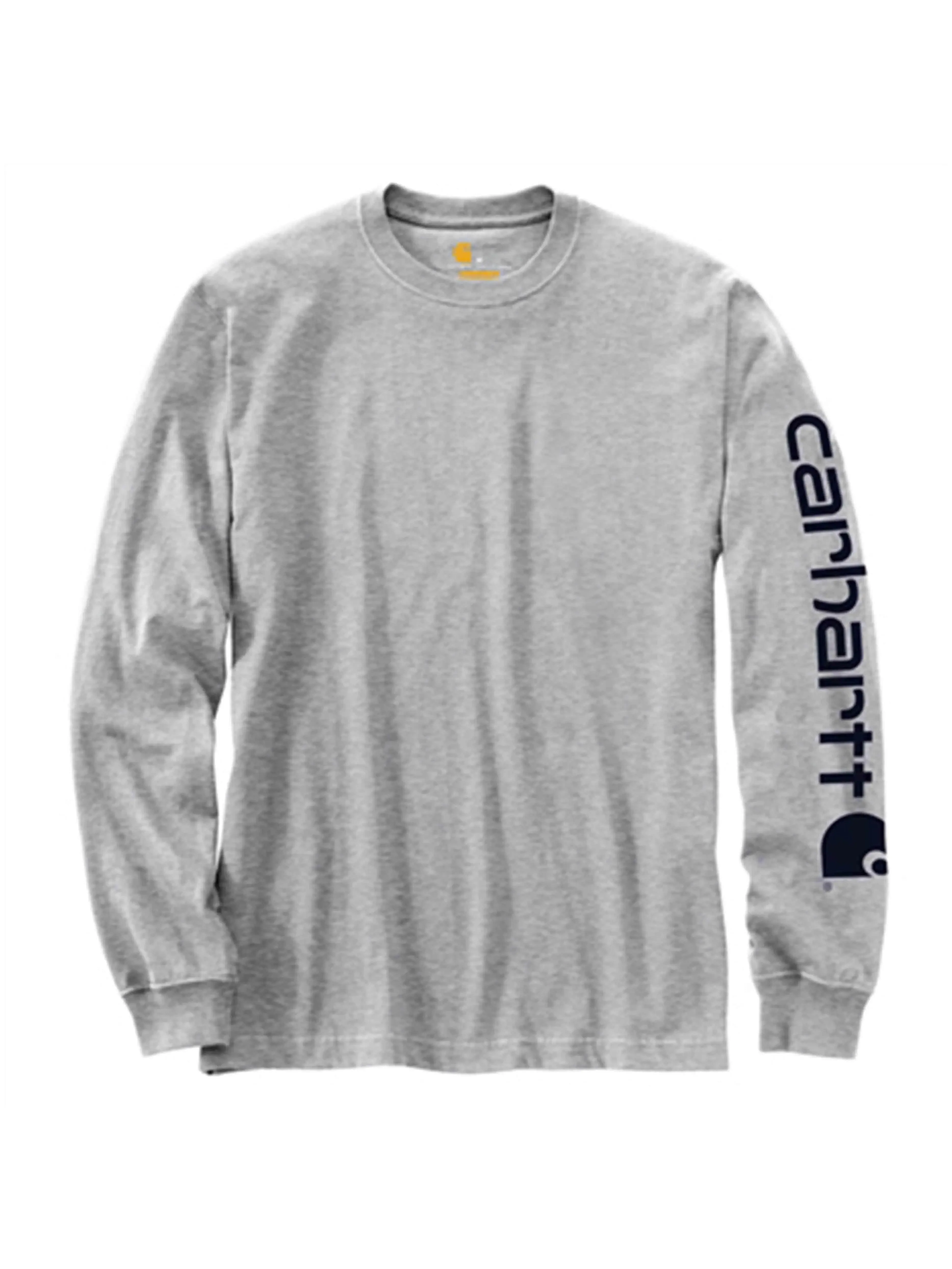 Carhartt Sleeve Spellout Logo Long Sleeved Tee Heather Grey
