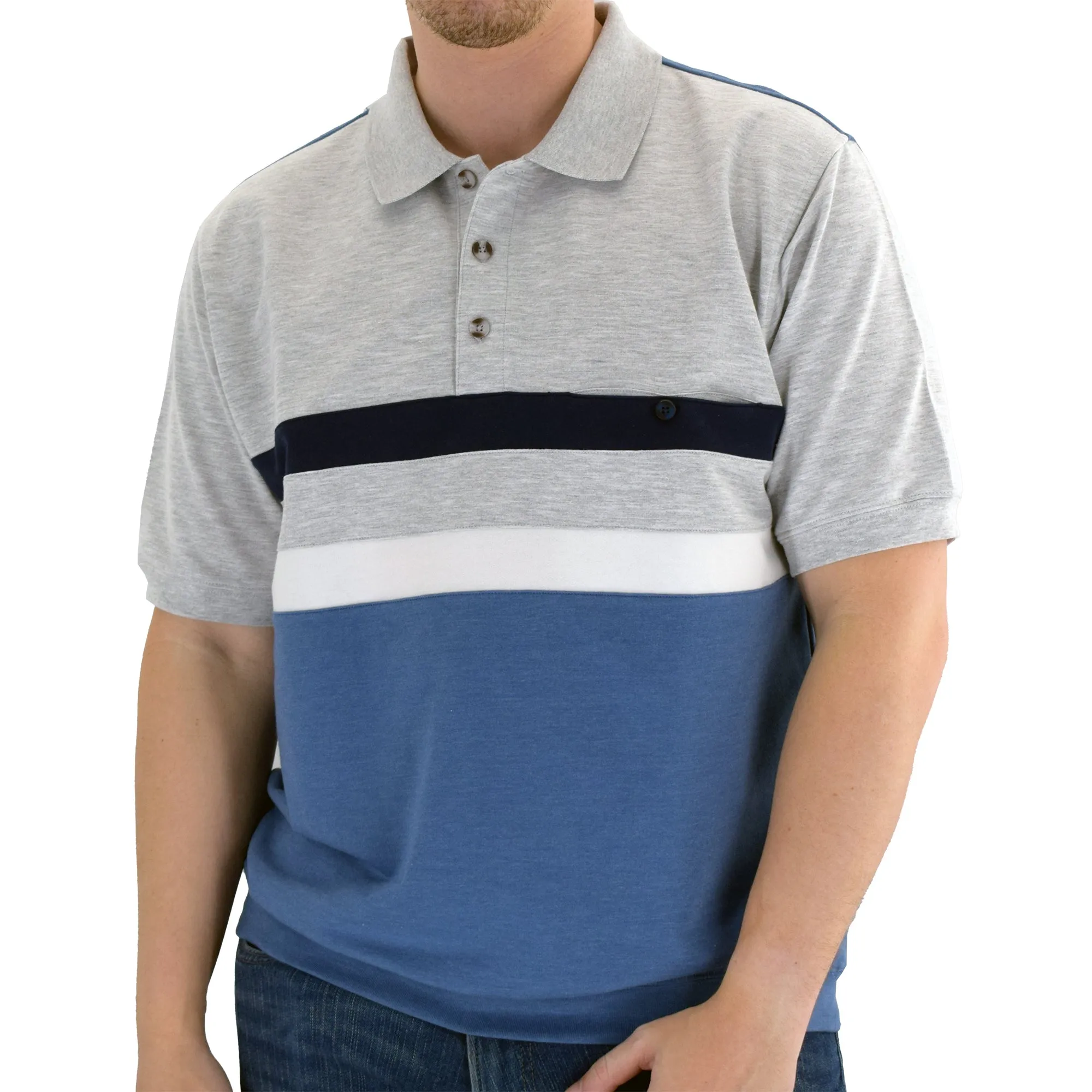 Classics by Palmland Short Sleeve Polo Shirt 6190-326 Big and Tall - Grey Heather