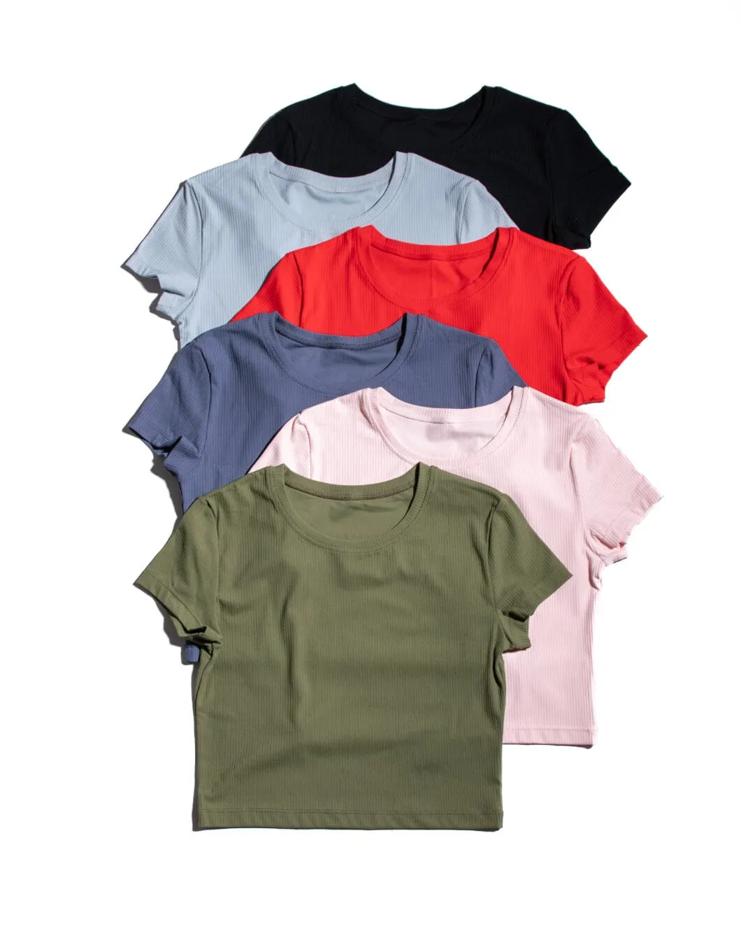 CloudRib Short Sleeve Crop Sweet Tea