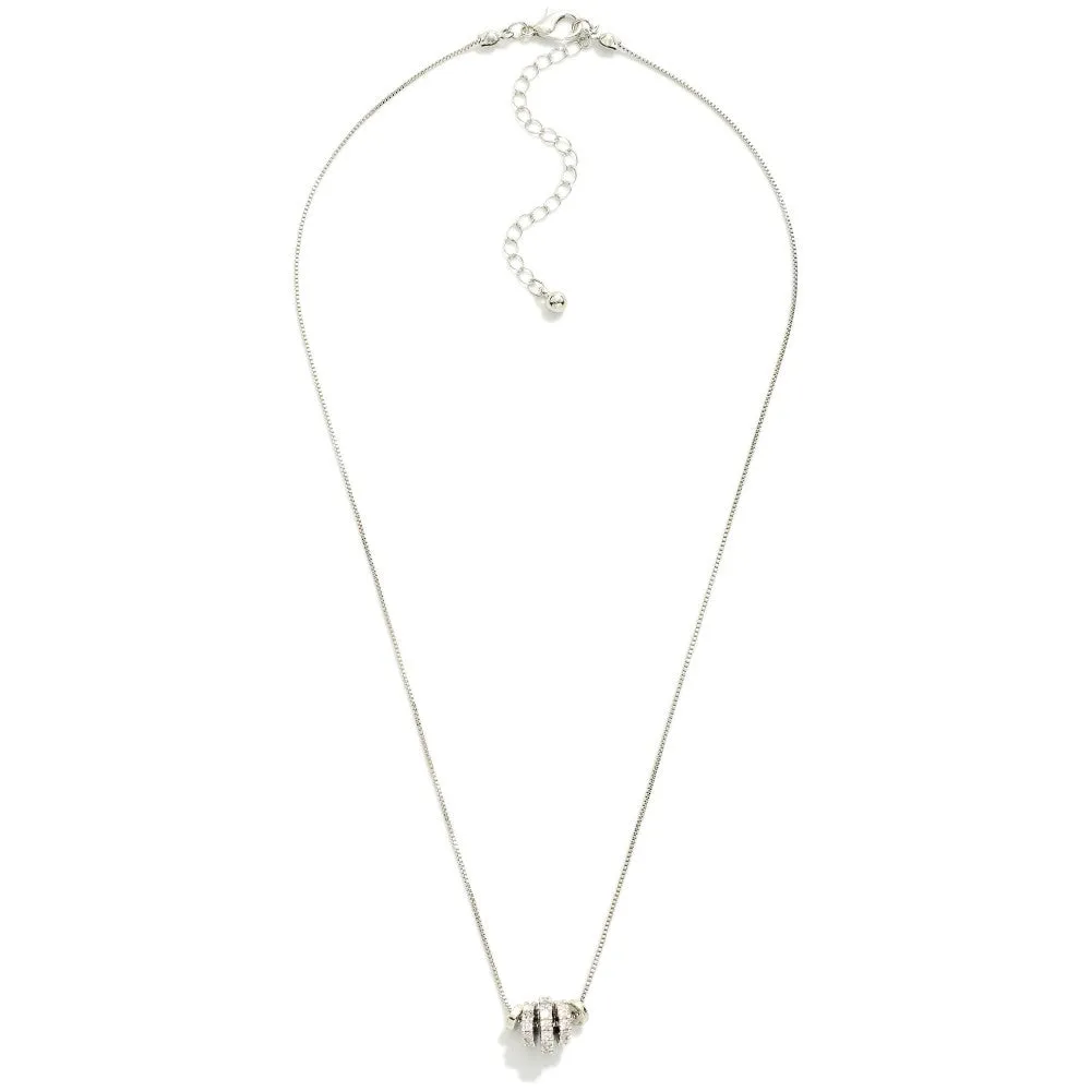 Cog Bead Pendant Necklace (Silver or Gold)