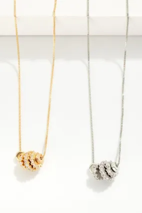 Cog Bead Pendant Necklace (Silver or Gold)