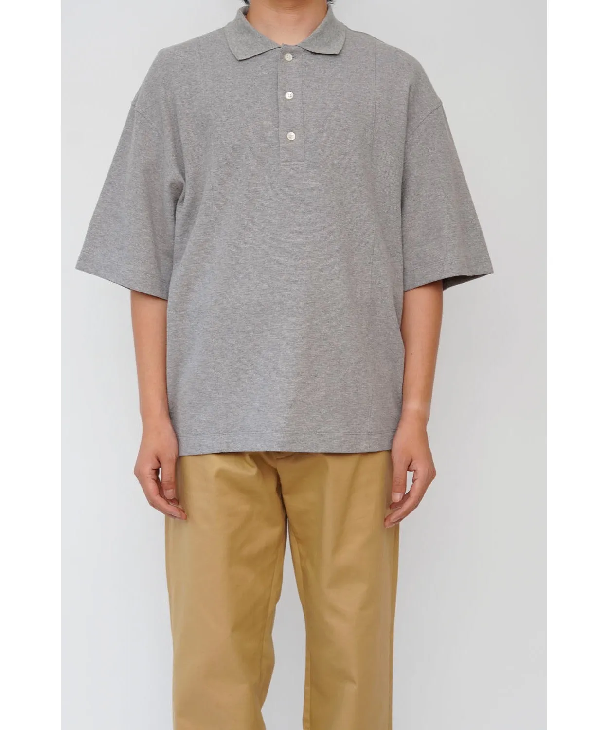 COTTON KNIT S/S POLO "GRAY"