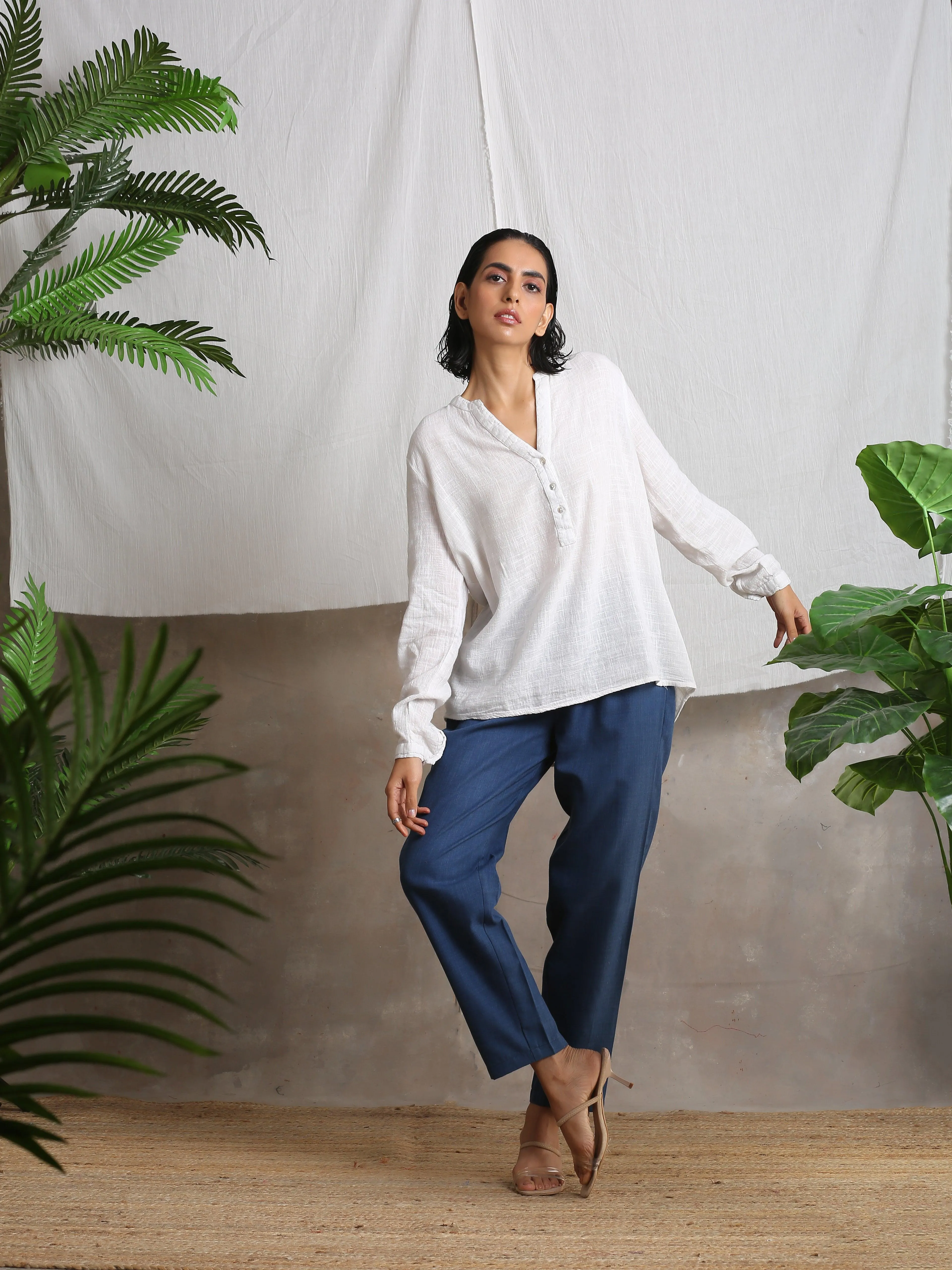 Cotton Linen Dark Blue Pant