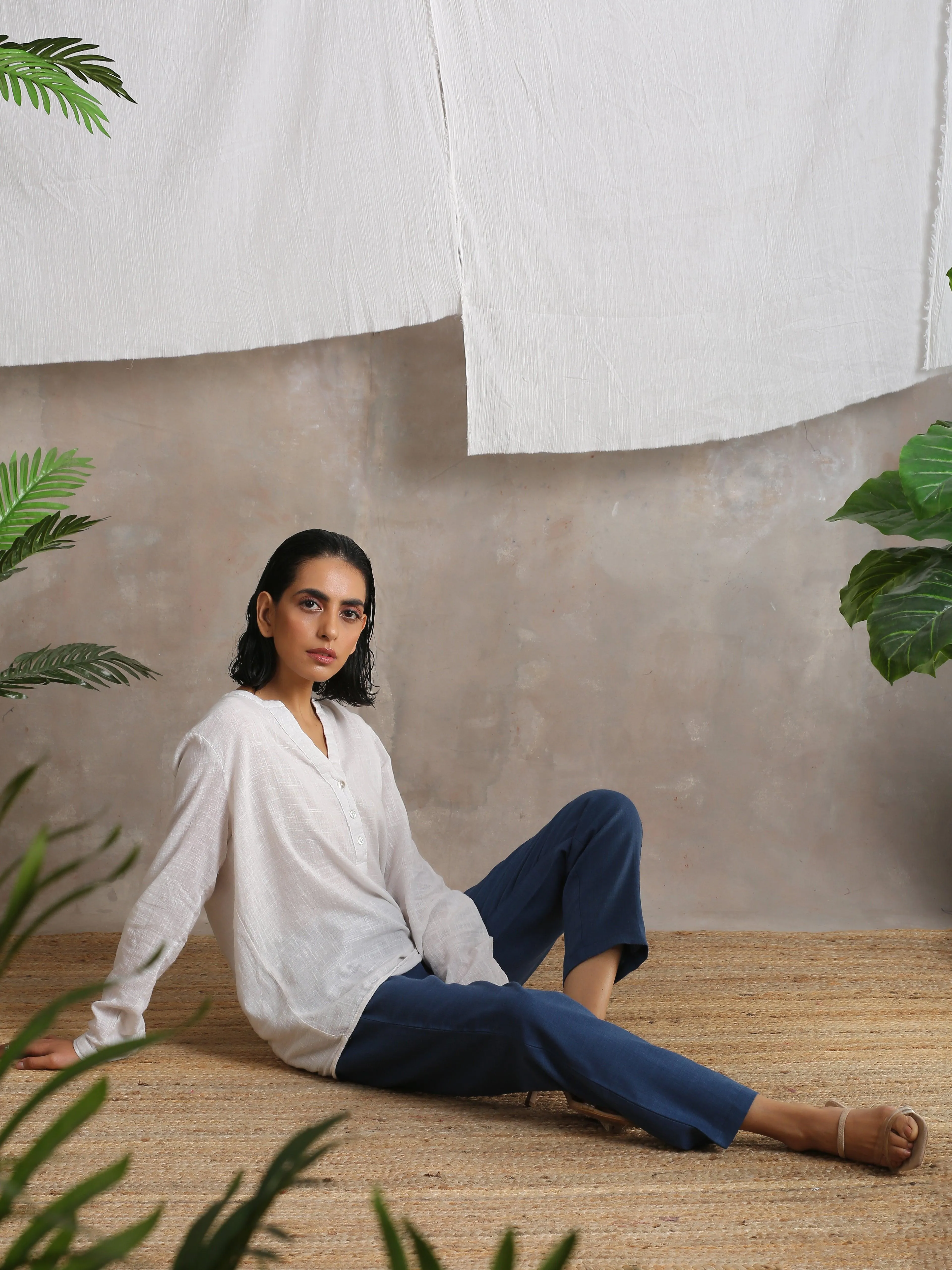 Cotton Linen Dark Blue Pant