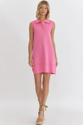 Crochet Trim Dress - Pink