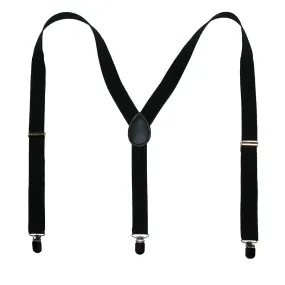 CTM® Elastic Solid Black Clip-End Suspenders