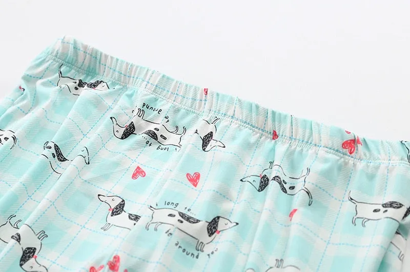 Cute Dachshund Printed Summer Pajama Set for Women