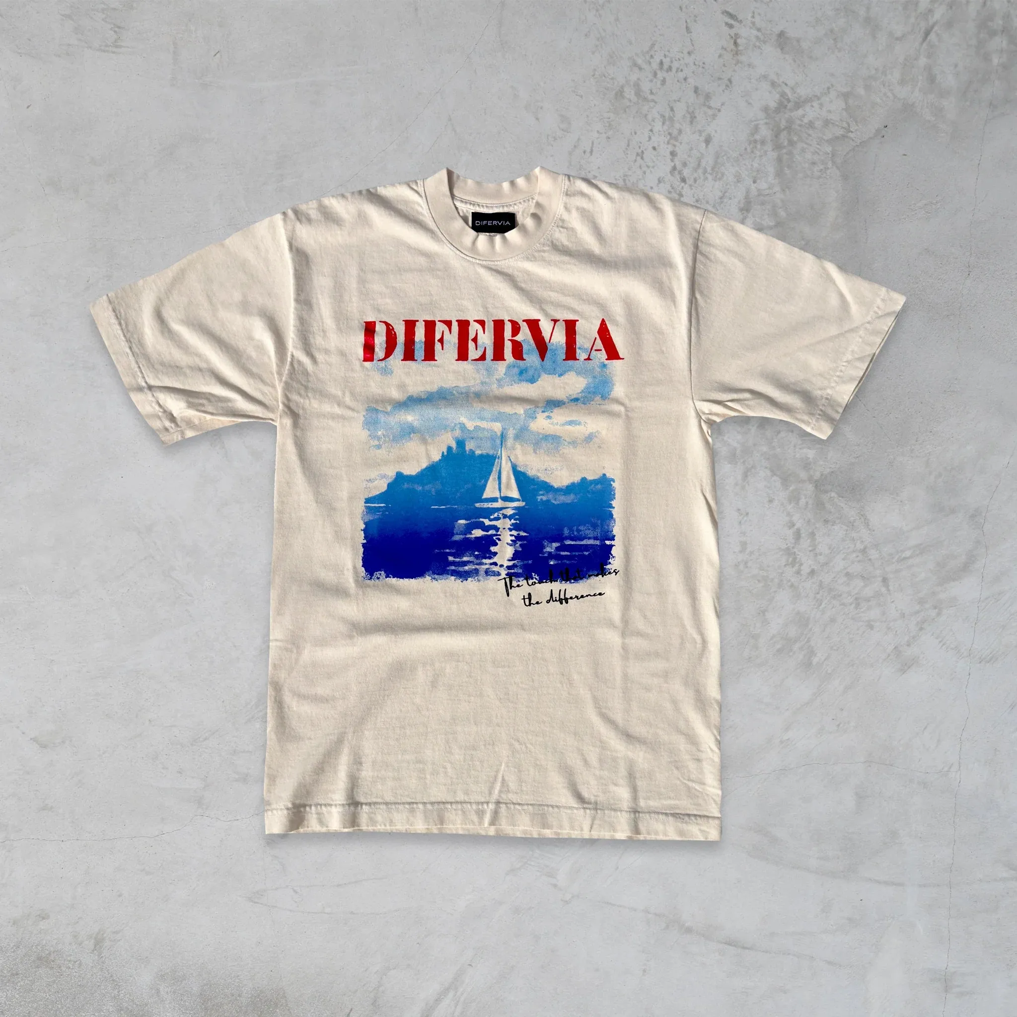 DIFERVIA SAILBOAT, CREAM T-SHIRT