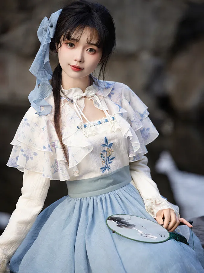 Dress Chinese Faux Irregular Embroidery Two-Piece