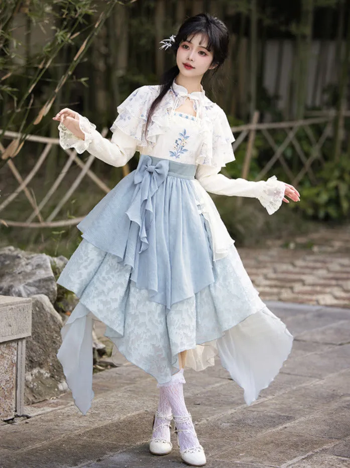 Dress Chinese Faux Irregular Embroidery Two-Piece