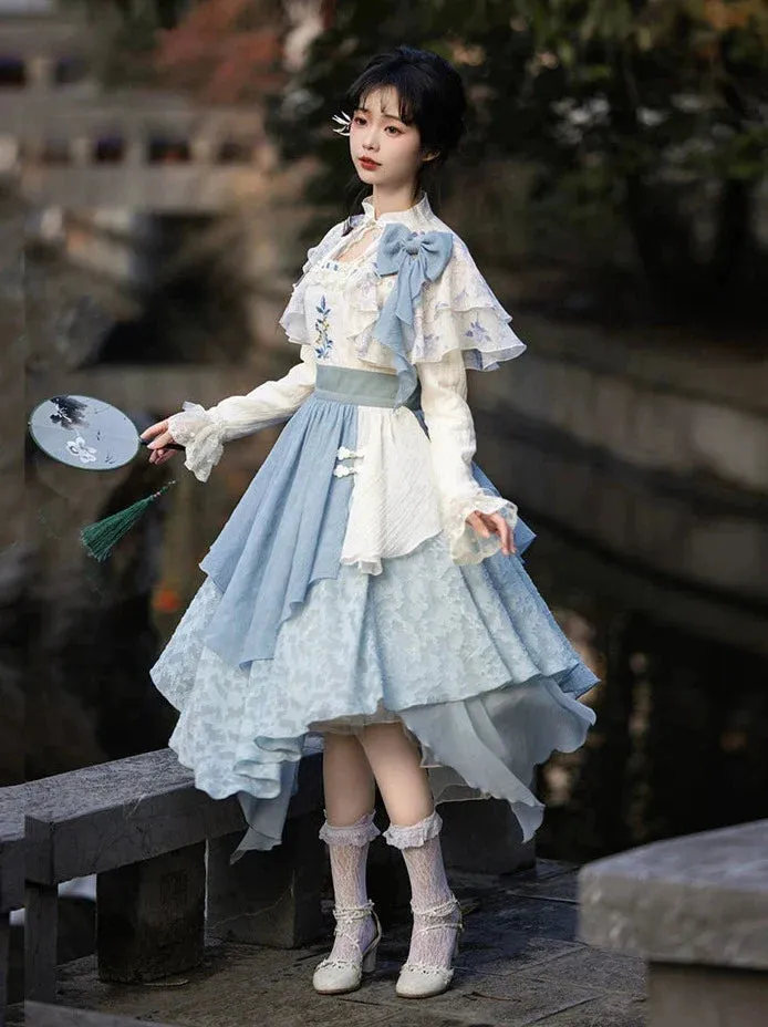 Dress Chinese Faux Irregular Embroidery Two-Piece