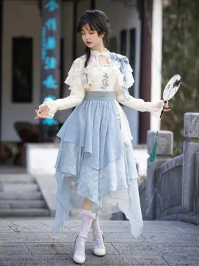 Dress Chinese Faux Irregular Embroidery Two-Piece