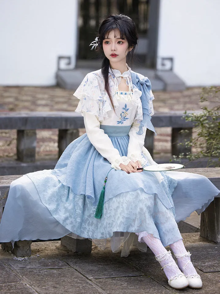 Dress Chinese Faux Irregular Embroidery Two-Piece