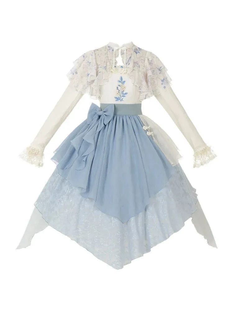 Dress Chinese Faux Irregular Embroidery Two-Piece