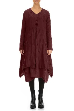 Dropped Edge Crinkled Merlot Silk Jacket