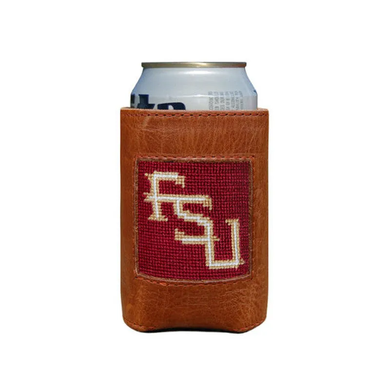 Florida State University Leather Needlepoint Koozie