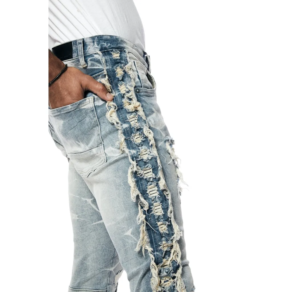 Frayed Stacked Denim Jeans - Bergen Blue