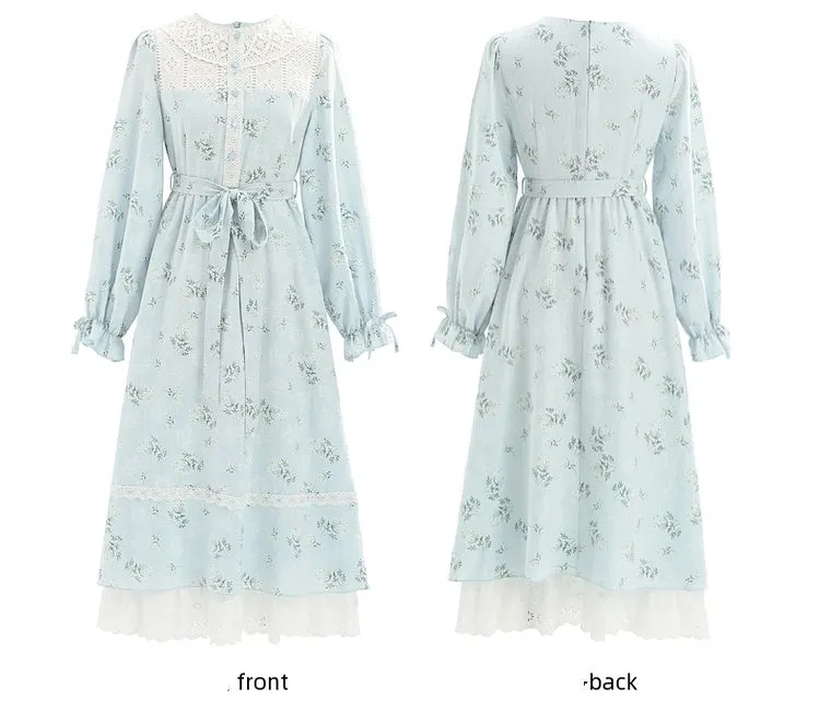 French Sweet Style Floral Patchwork Suspender Dress