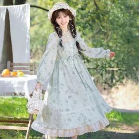 French Sweet Style Floral Patchwork Suspender Dress