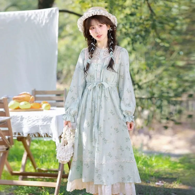 French Sweet Style Floral Patchwork Suspender Dress