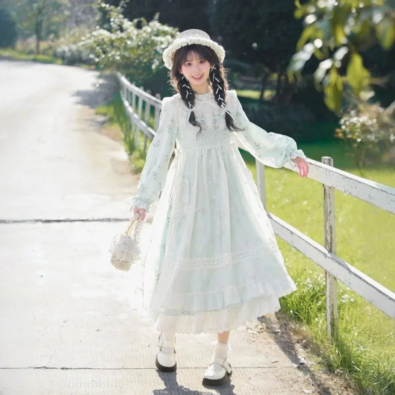 French Sweet Style Floral Patchwork Suspender Dress