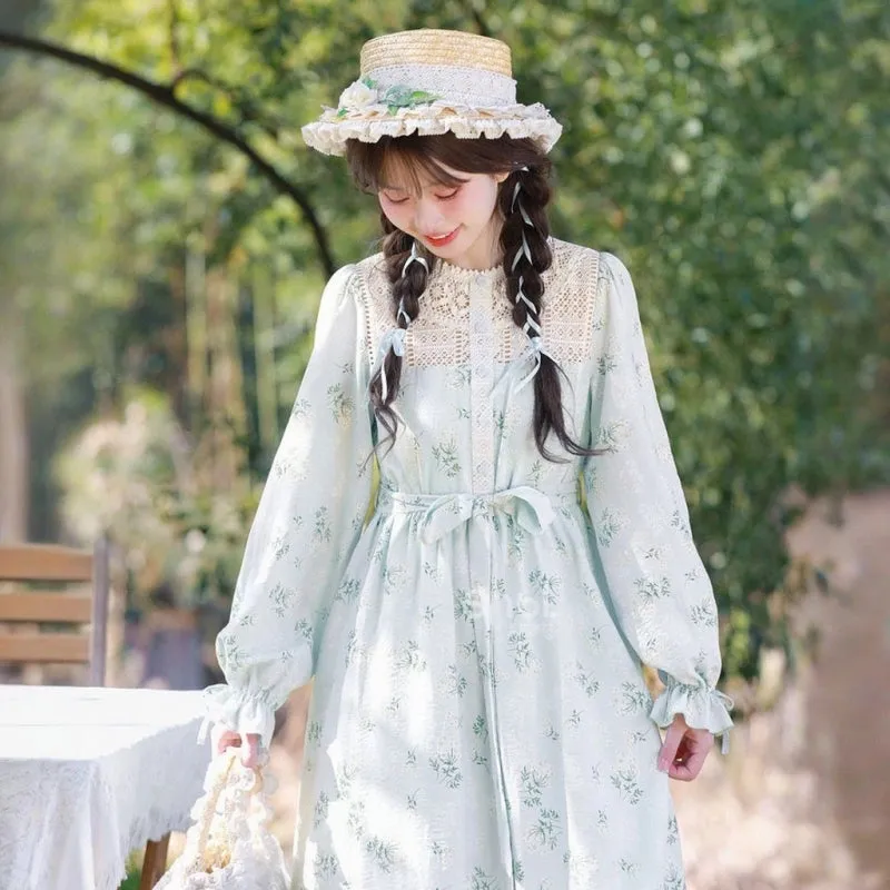 French Sweet Style Floral Patchwork Suspender Dress