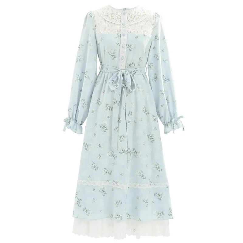 French Sweet Style Floral Patchwork Suspender Dress