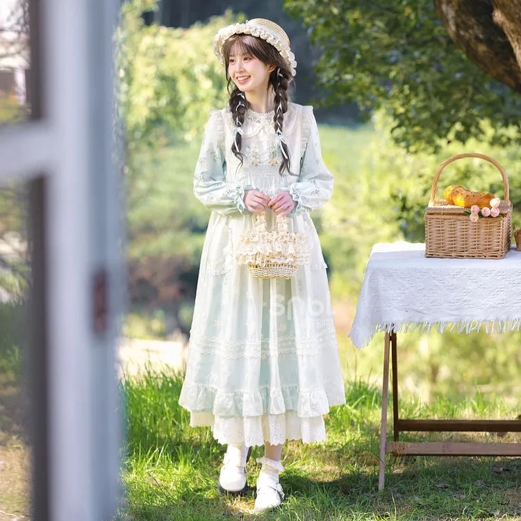 French Sweet Style Floral Patchwork Suspender Dress