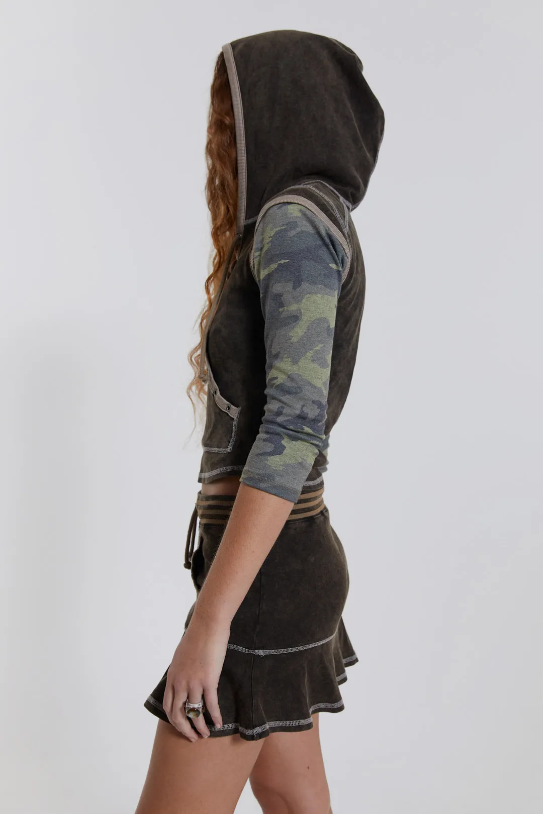 Freya Acid Wash Frill Mini Skirt