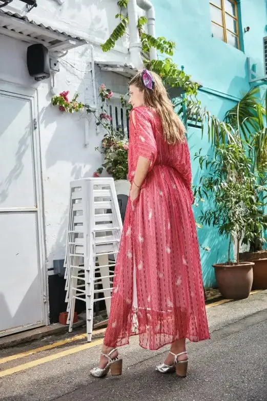 Fuchsia Bandhini Kimono Duster
