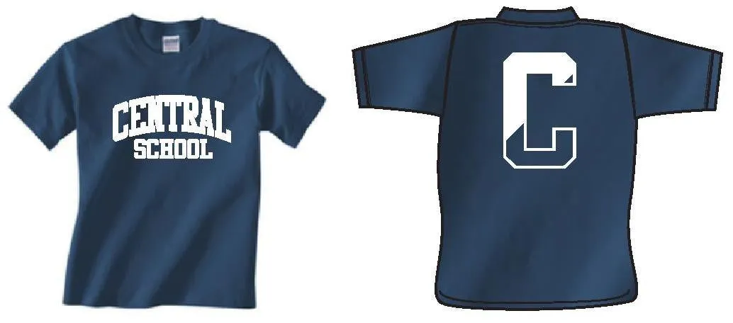 Gildan Short Sleeve T-Shirt w BACK LOGO <br>NAVY with WHITE INK