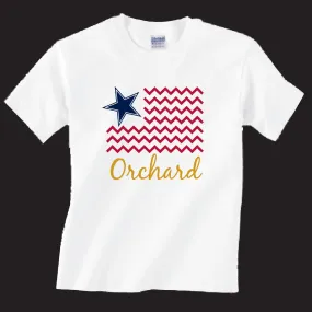 GIRL'S 4TH OF JULY SHORT SLEEVE T-SHIRT <br>AMERICAN FLAG DESIGN