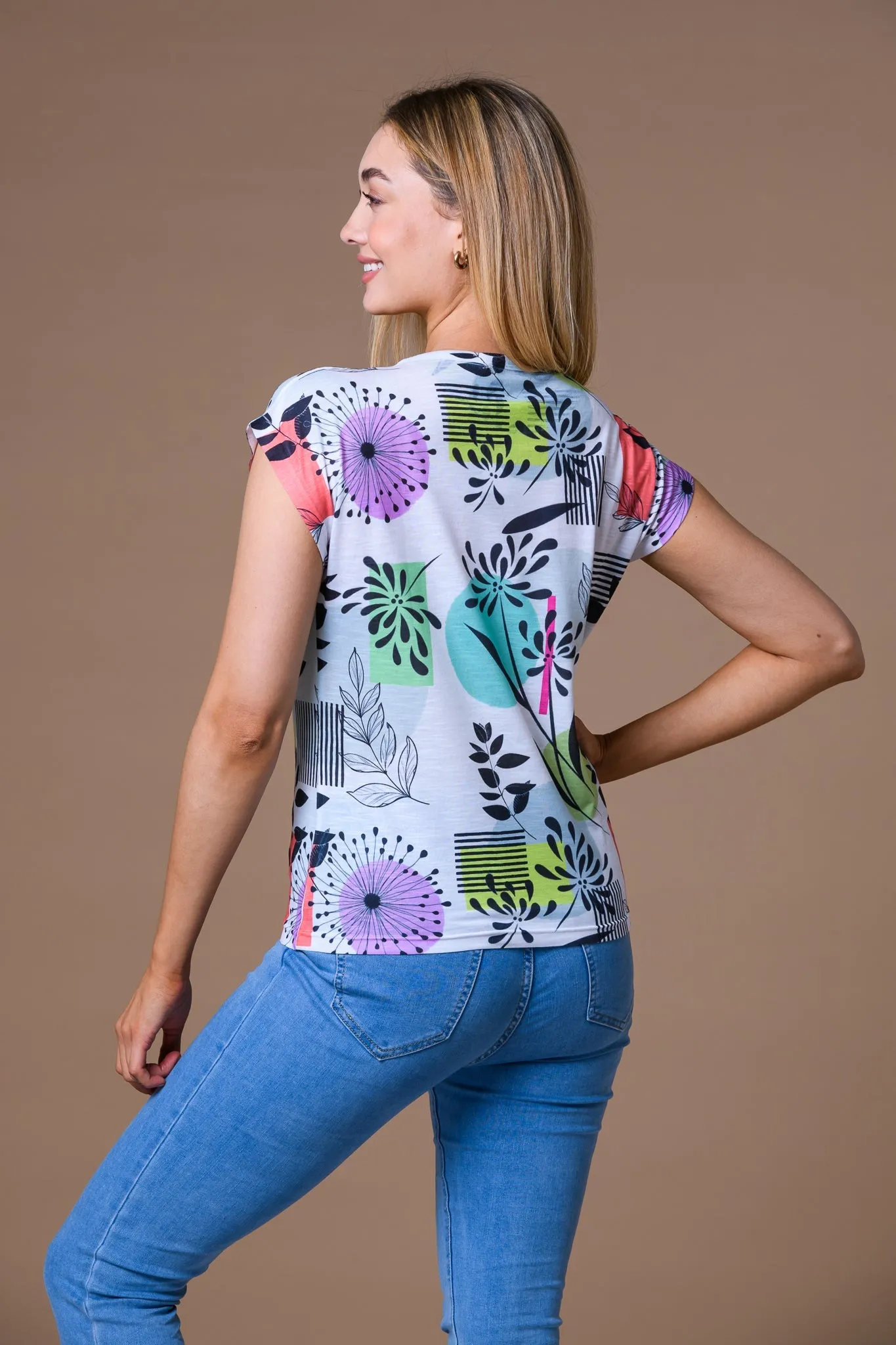 Grid & Leaf Slub Tee