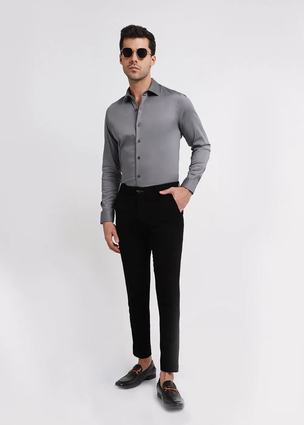 Hybrid Gray Satin Shirt