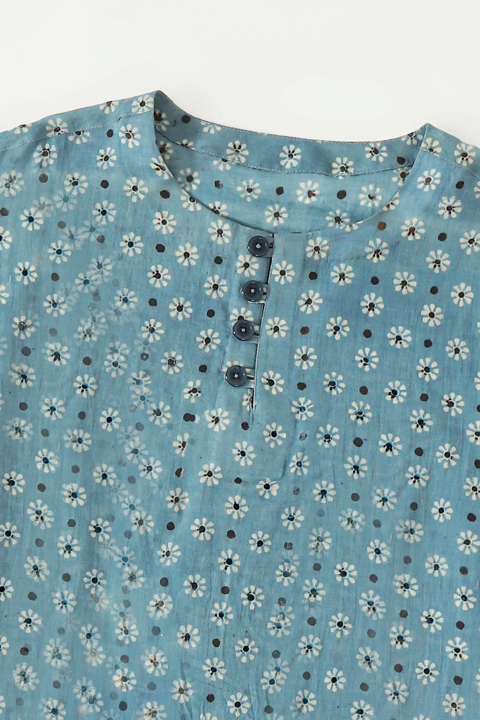 INDIGO DYE AND BLOCKPRINT SHIRT