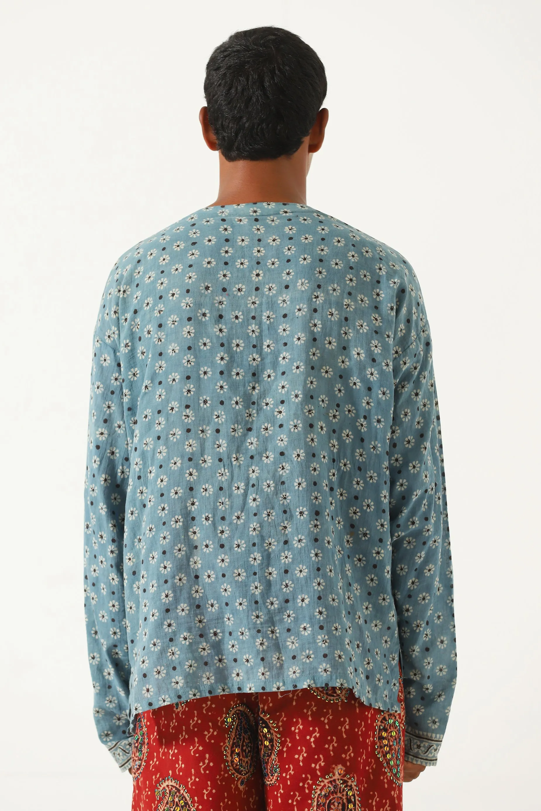 INDIGO DYE AND BLOCKPRINT SHIRT