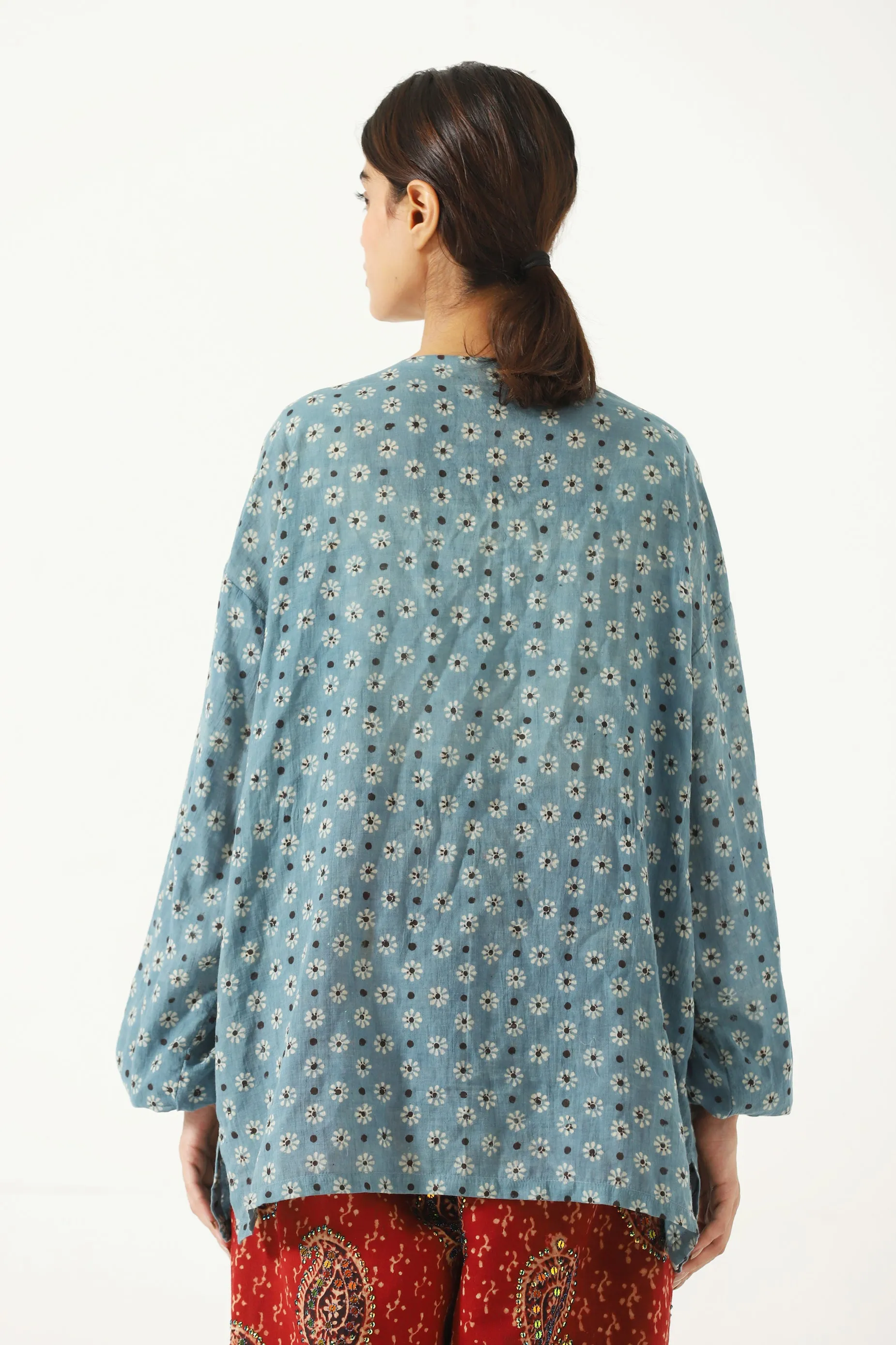 INDIGO DYE AND BLOCKPRINT SHIRT