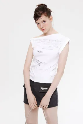 Irregular shoulder T-shirt