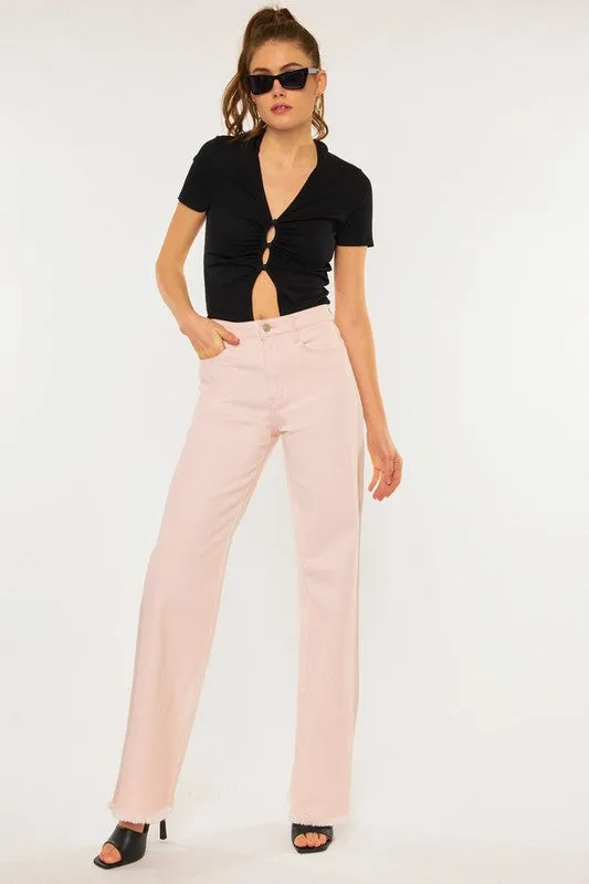 KanCan - 90's Pink High Rise Flair Jeans